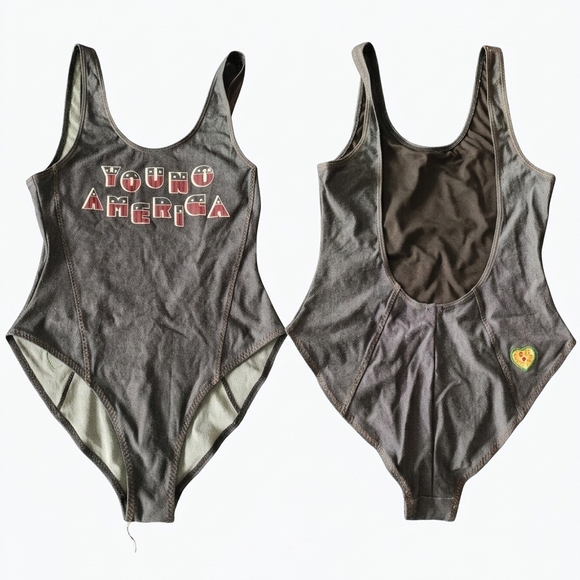 ❤️ Tommy Hilfiger Blue Swimsuit GiGi Hadid 'Young America' Graphic - Picture 3 of 6